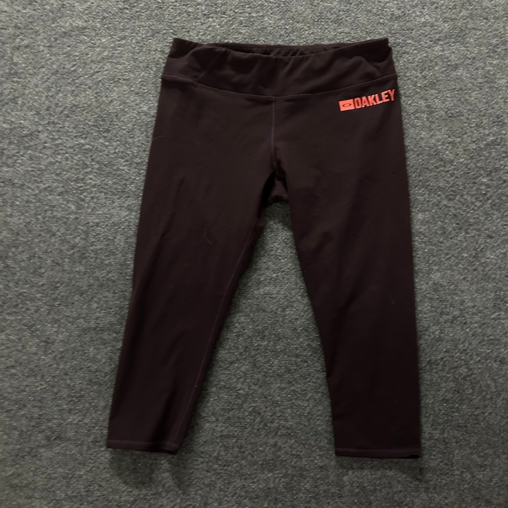 Oakley Leggings Womens Size XL Purple Cropped Athletic Stretch Logo Performance
